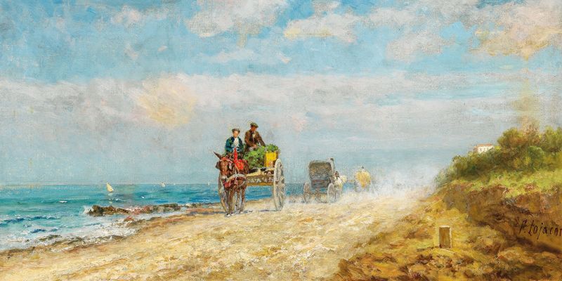 Paisaje postimpresionista de Francesco Lojacono, colores vibrantes y pinceladas expresivas