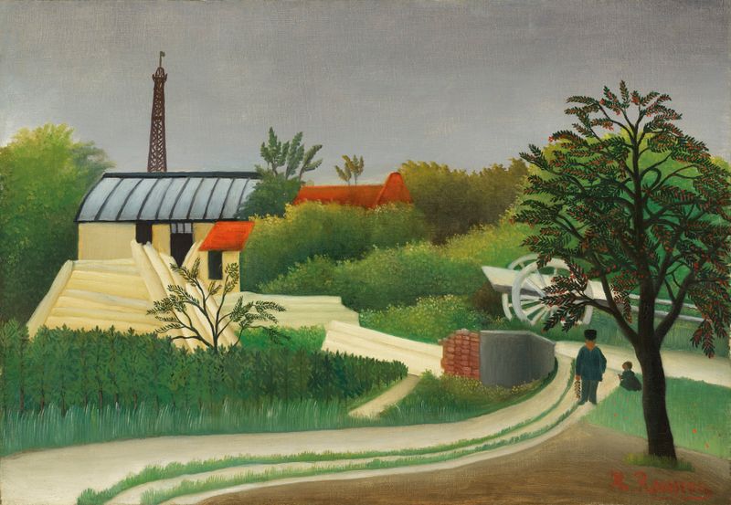 Landscape with a sawmill, oil painting by Henri Rousseau