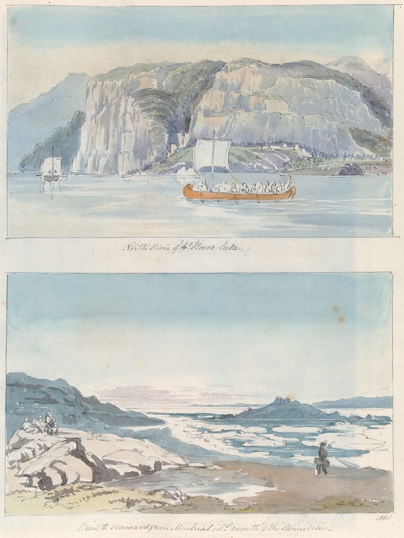 Paisaje de la costa norte del Gran Lago Esclavo por Charles Hamilton Smith, medio desconocido