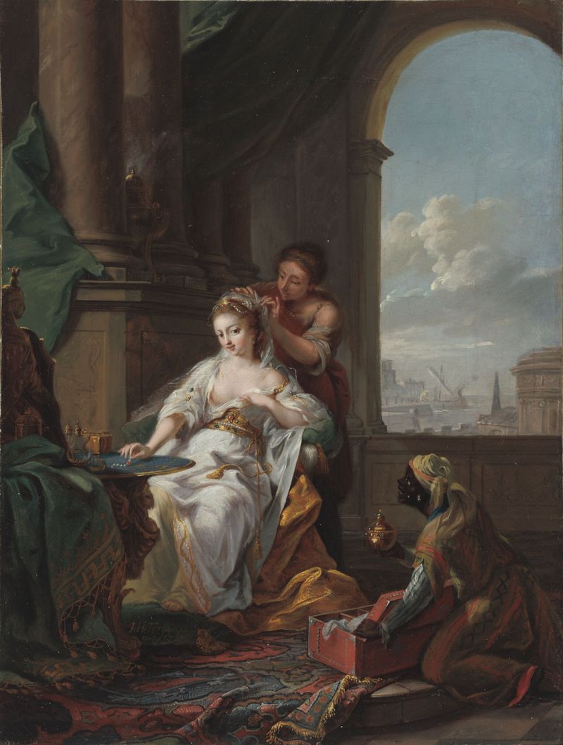Cleópatra em seu toalete, óleo sobre tela de Johann Heinrich Tischbein o Velho