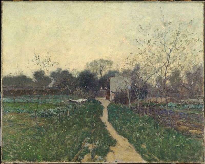 Springtide by William Lamb Picknell, oil on canvas depicting a serene landscape with a river.