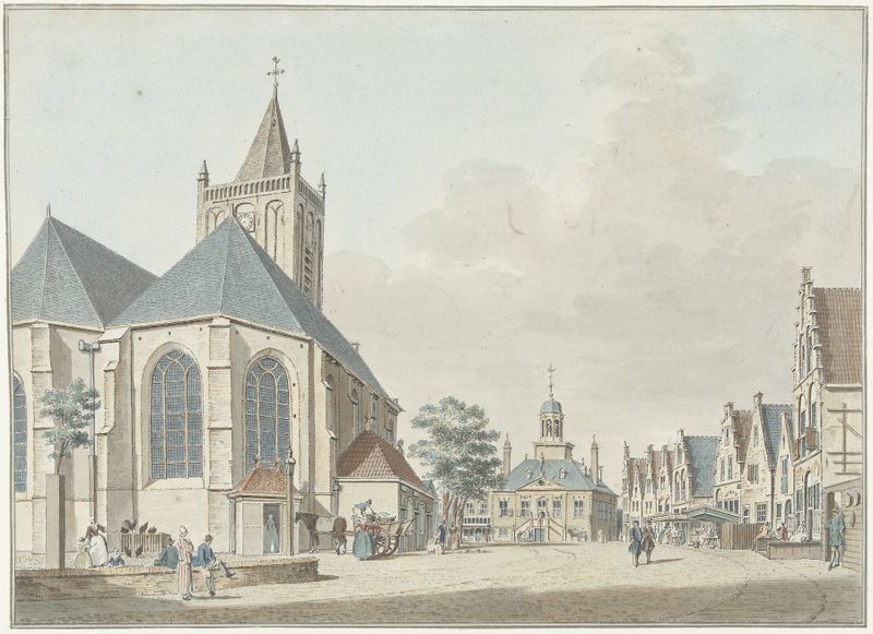 Genre scene depicting a bustling market with figures, oil painting by Pieter Jan van Liender