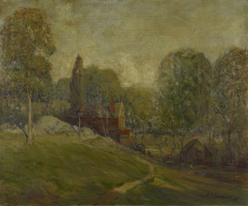 Landscape by Arthur Clifton Goodwin, impressionism, depicting a tranquil nature scene.