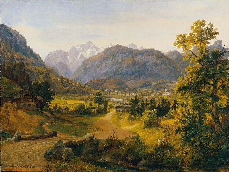 Landscape of Das Unkental in Salzburg by Anton Schiffer, oil painting
