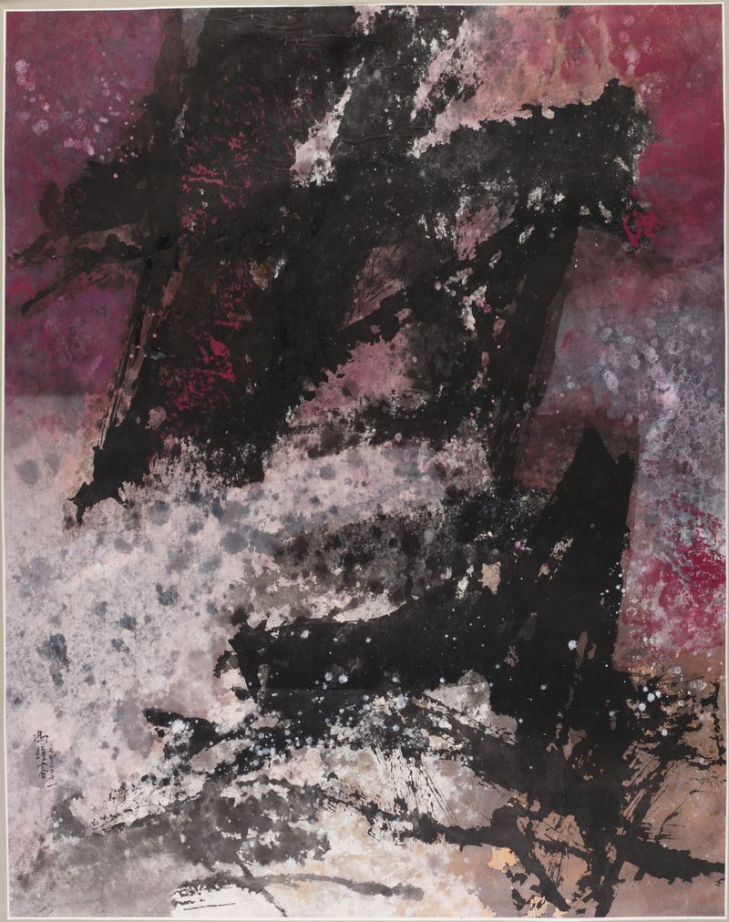 Abstract composition in paper by Fong Chung-Ray, exploring grief and memory.