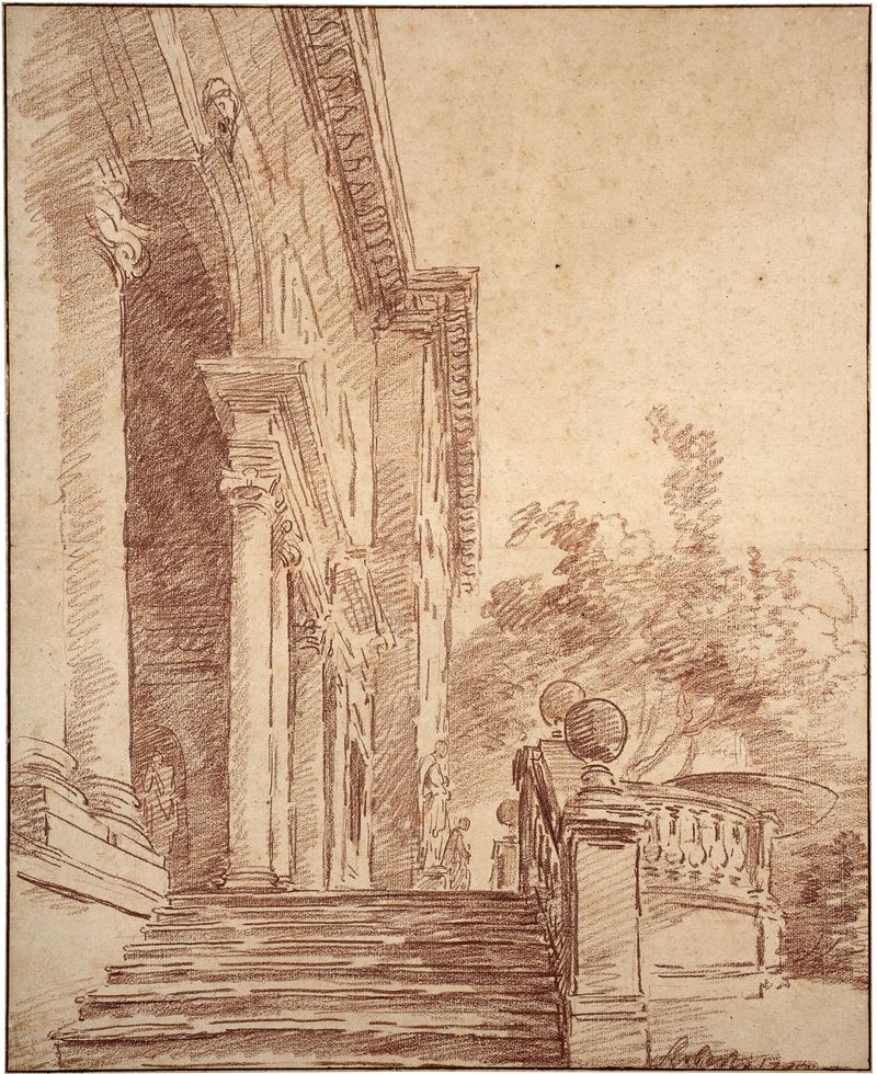 Facade of the Villa Medici in Rome, oil on canvas by Hubert Robert