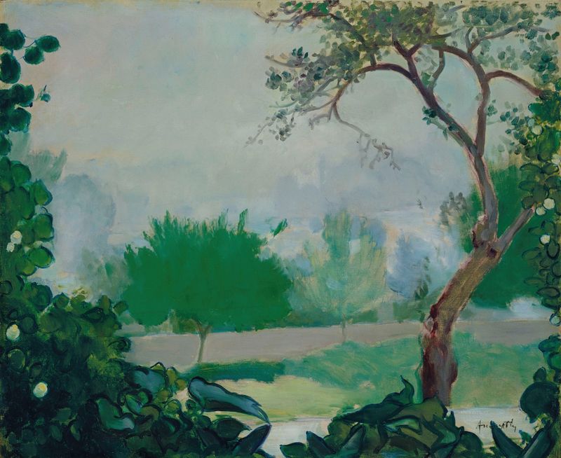Jardin aux environs d’Étrépagny by Louis Anquetin, oil on canvas depicting a tranquil garden
