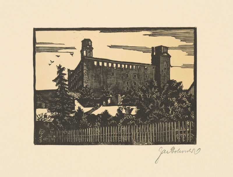 Architecture in decay by Jaroslav Dobrovolský, 1929, oil painting