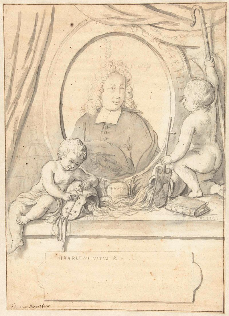 Retrato de Adriaan van Boscheiden, óleo sobre panel de Frans van Mieris II