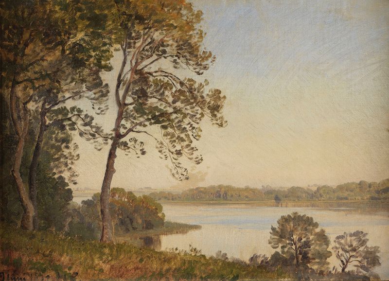 Landscape view of a fjord by Janus la Cour, unknown medium