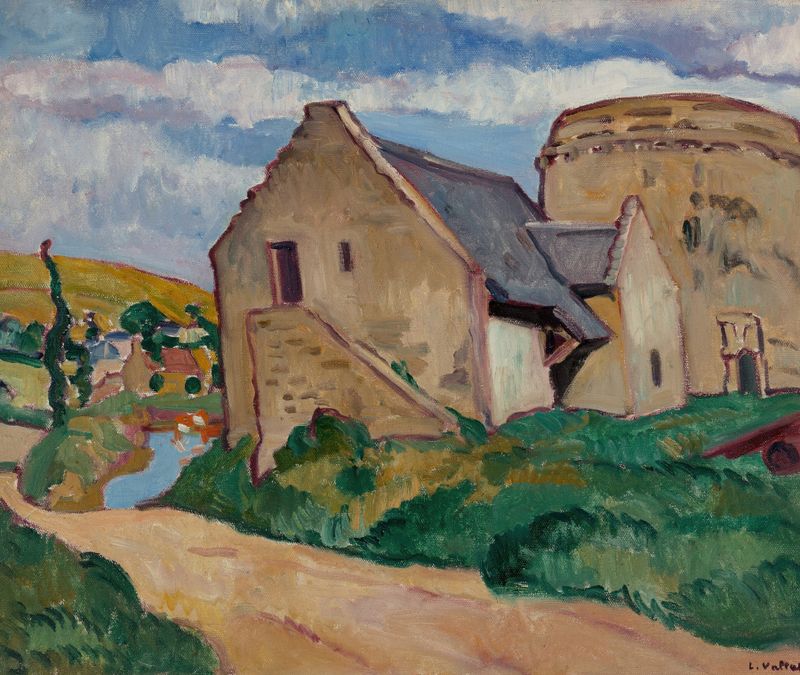 Pintura a óleo Post-Impressionista de Louis Valtat apresentando uma torre ao pôr do sol