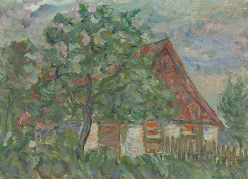 Landscape by Tytus Czyżewski, Post-Impressionism, featuring vibrant hues and expressive brushstrokes