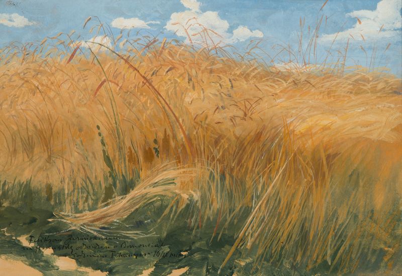 Kłosy by Włodzimierz Tetmajer, oil on canvas depicting golden fields and grain.