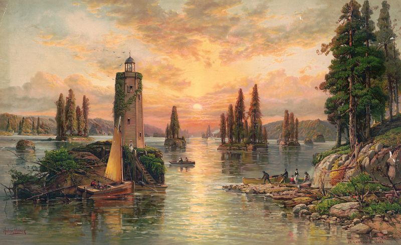 Landscape of The Thousand Islands, St. Lawrence River by Andrew Melrose, oil painting
