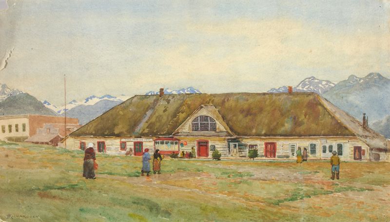 Old Russian Trading Post by Theodore J. Richardson, wooden structure in a rugged landscape.