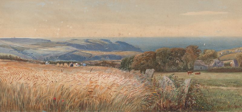Coastal landscape with crashing waves by Charles Reginald Aston, 1906