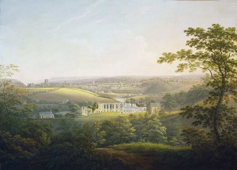 Easby Abbey aquarela sobre papel de George Cuitt the Younger