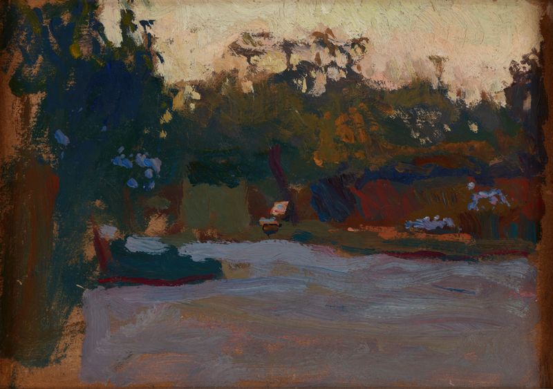 Landscape Sketch de Jan Stanisławski, acuarela sobre papel que representa árboles y un paisaje sereno.