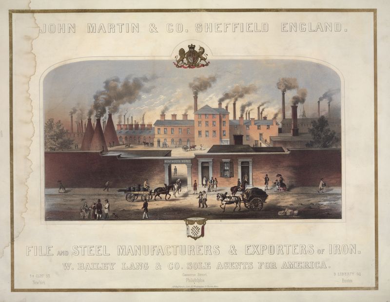 Litografía de John H. Bufford's & Sons que muestra lettering industrial