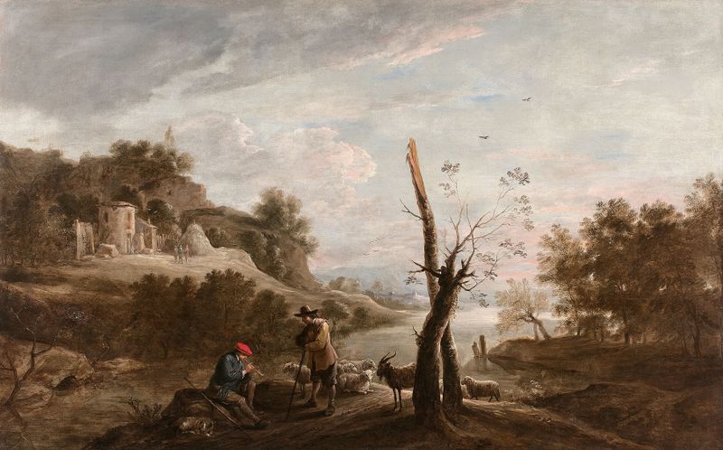 Landscape with grazing sheep and trees by David Teniers The Elder, oil painting