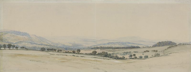 Heuvellandschap in Northumberland, oil painting by William Turner of Oxford depicting hills and light.