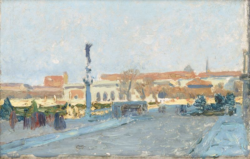 Landscape view of Vienna with golden rooftops by Maximilian Suppantschitsch, oil painting