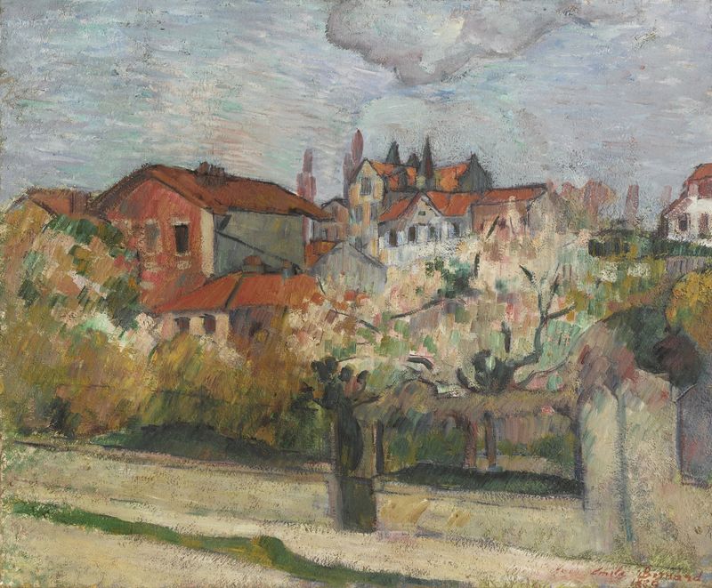 Jardin en fleur à Asinères by Emile Bernard, oil painting depicting vibrant flowers in a garden.