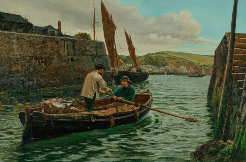 Os pescadores do Sena de Charles Napier Hemy, pintura a óleo que retrata pescadores no Sena.