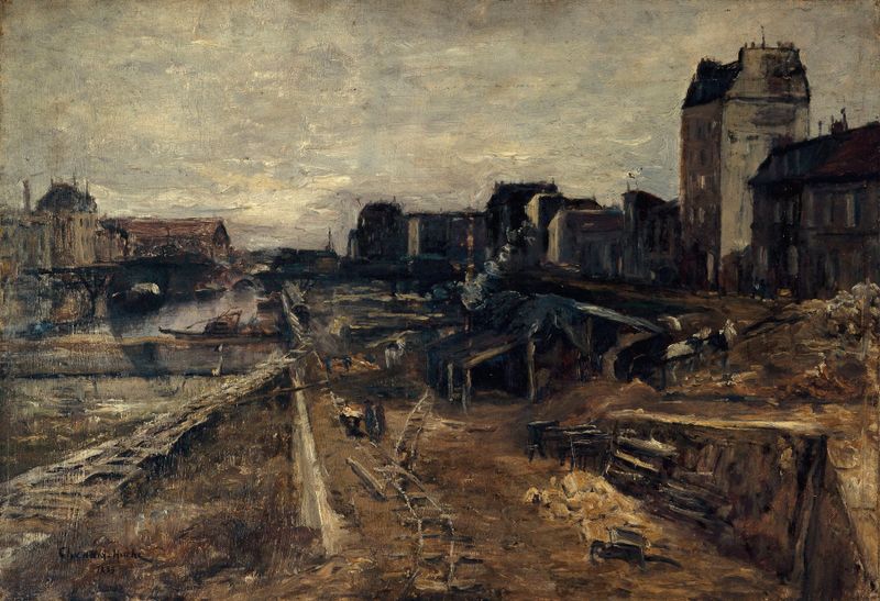 Le Canal Saint-Martin by Georges Chenard-Huché, impressionism, landscape