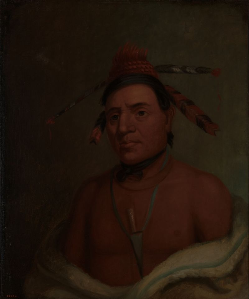 Portrait of a Menominee brave in oil on canvas by Henry Inman