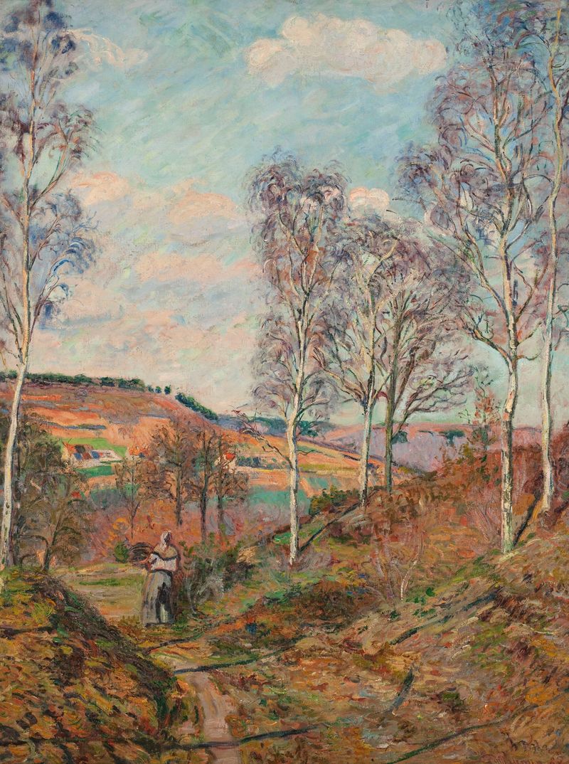 Sendero serpenteante a través de un valle exuberante de Armand Guillaumin, pintura al óleo