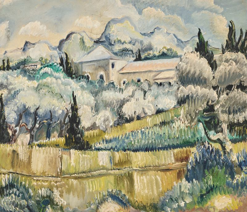 Landschaft in Südfrankreich de Paul Kleinschmidt, expressionismo, retratando uma paisagem vibrante.