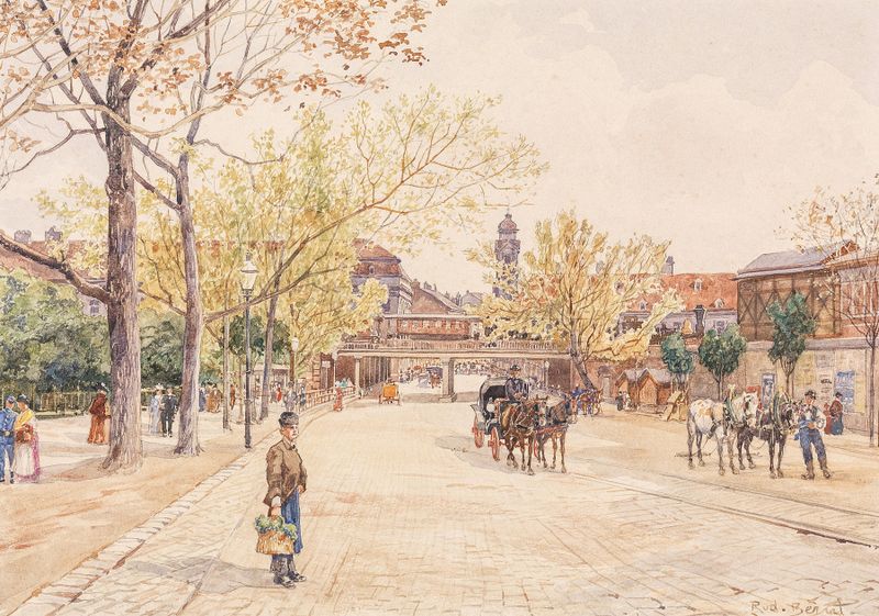 Impressionist artwork depicting a bridge by Rudolf Bernt