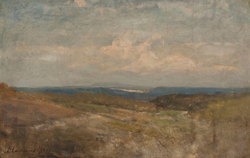Paisagem de colinas de Henri-Joseph Harpignies, pintura a óleo