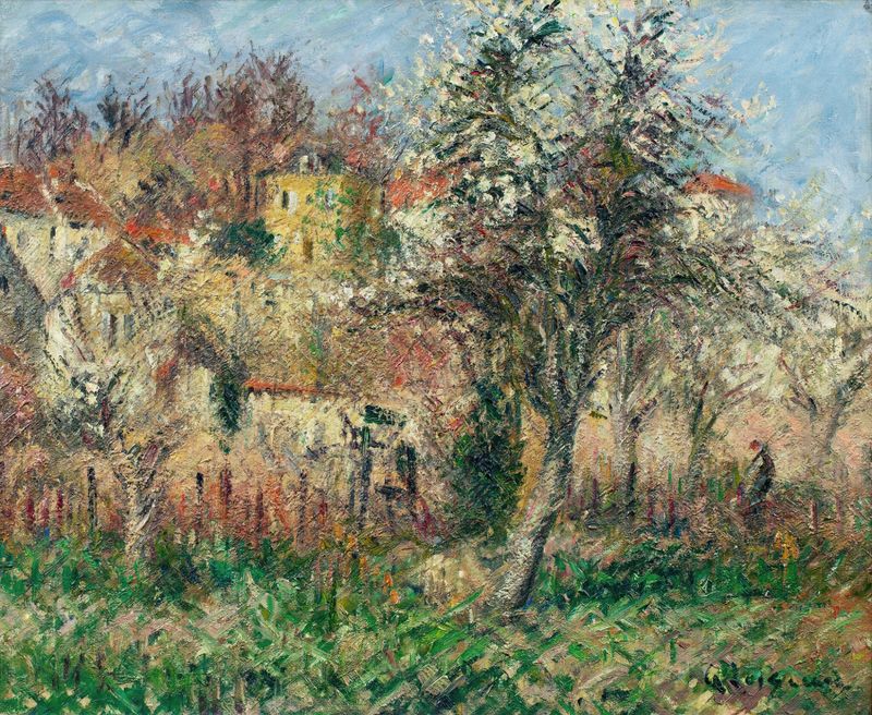Paisagem com rio e floresta, óleo sobre tela de Gustave Loiseau