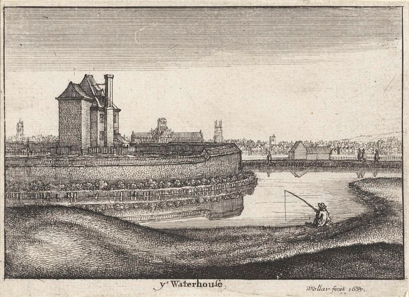 Gezicht op het Waterhouse van Islington, gravura de Wenceslaus Hollar