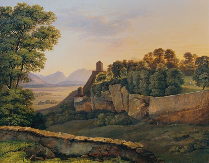 Landscape of Mönchsberg by Heinrich Reinhold, oil painting