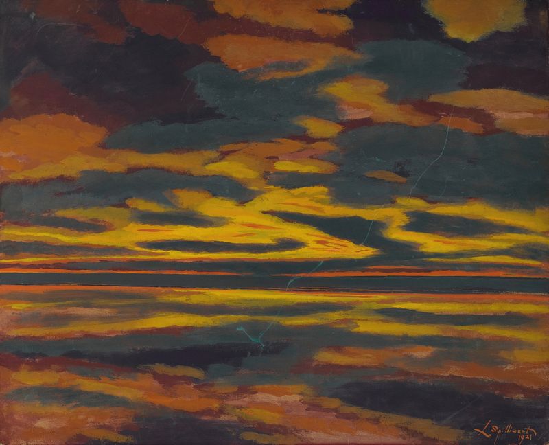 L’eclair Vert Sur La Mer de Léon Spilliaert, retratando uma silhueta contra o mar, meio desconhecido.