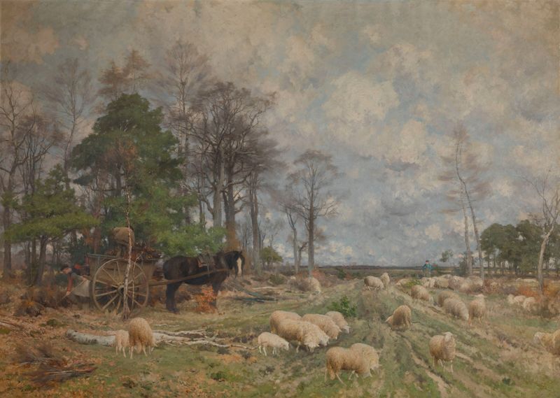 Heathland in Spring de Florent Crabeels, impresionismo, representando un paisaje exuberante con flores silvestres.