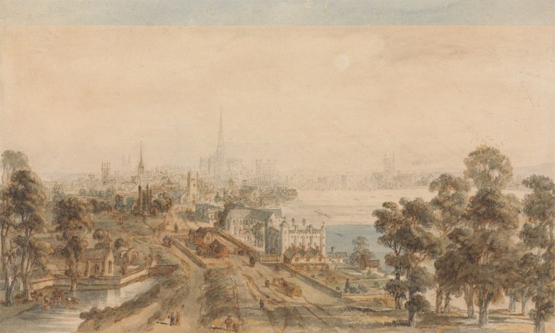 Landscape of London from St. James Park by William Henry Pyne, unknown medium