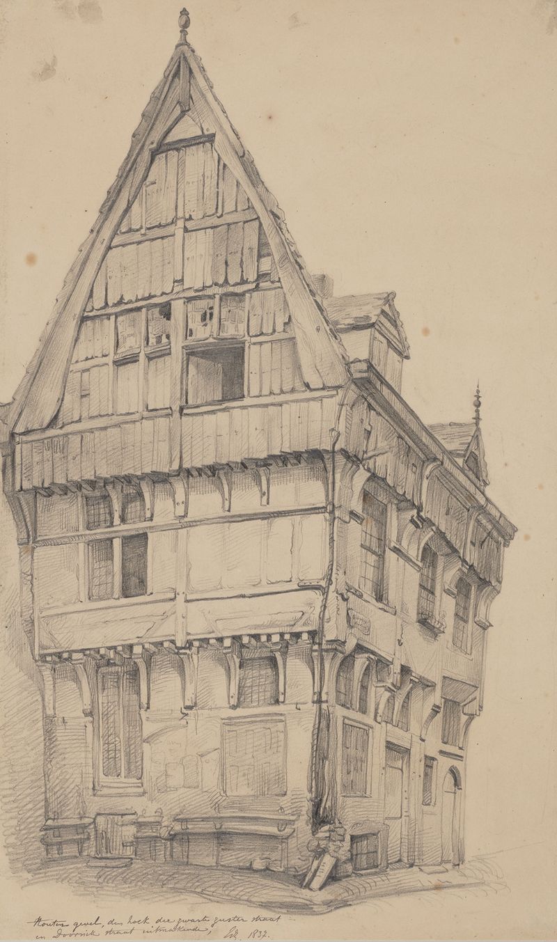 Wooden facade at the corner of Zwarte Zusterstraat and Doornikstraat by Edward Dujardin