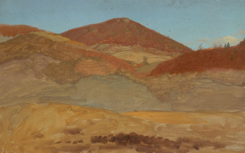 Paisagem montanhosa com folhas de outono de Frederic Edwin Church, óleo sobre tela