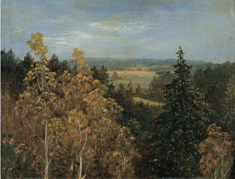 Wooded landscape by Carl Gustav Carus, oil on canvas depicting a serene forest with a stream.
