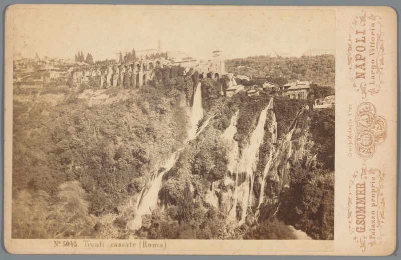 Waterfall landscape captured in albumen print by Giorgio Sommer