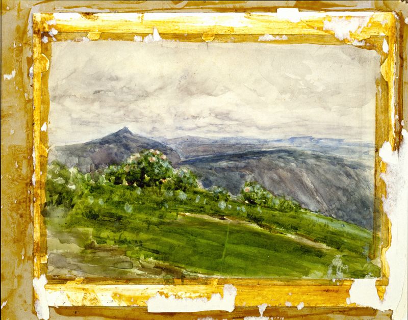 Mountain landscape in muted tones by Henry Ossawa Tanner, oil painting