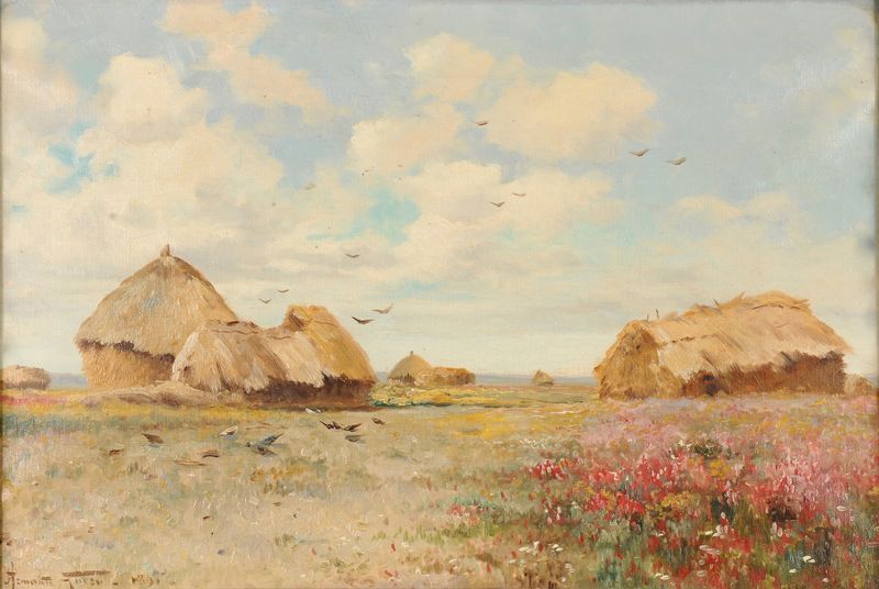 Botanical scene with colorful flowers by Armand Guéry, 1891