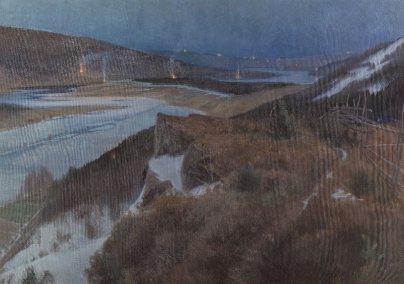 Walpurgis Night in Bergslagen, oil on canvas by Anshelm Schultzberg