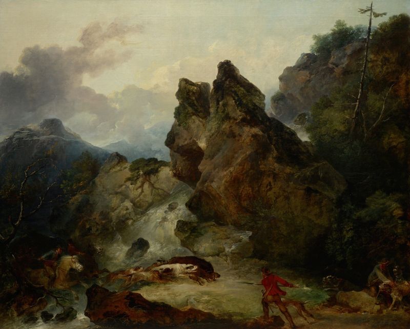Landscape with Boar Hunt, óleo de Philip James de Loutherbourg