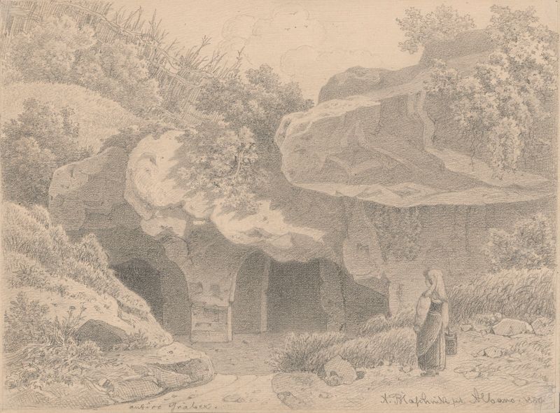 Antigas tumbas nas proximidades de Albano, pintura a óleo de Arthur Blaschnik
