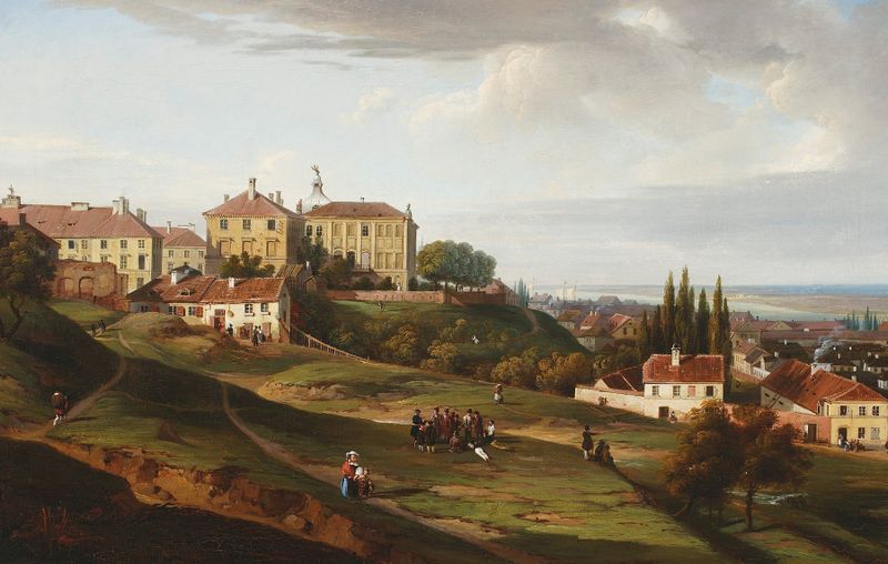 Landscape oil painting of Kazimierz Palace by Marcin Zaleski
